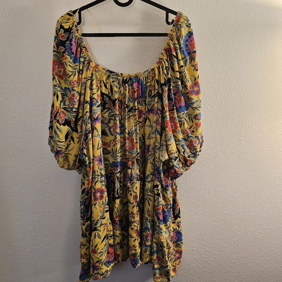 3X Yellow Floral Babydoll Tiered Top Terra & Sky Plus Size - Picture 5 of 7